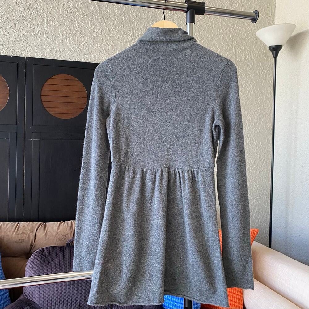 VTG CeCe Mock Neck Cashmere Sweater Dress Mini Long Sleeve Grey Large FLAWS